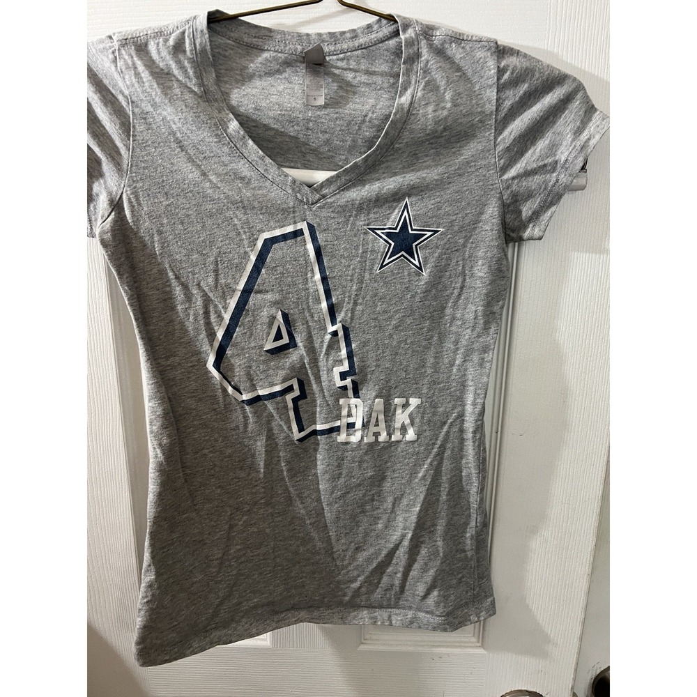 Next Level Apparel Women Juniors Dallas Cowboy Dak 4 Short Sleeve T-Shirt Small